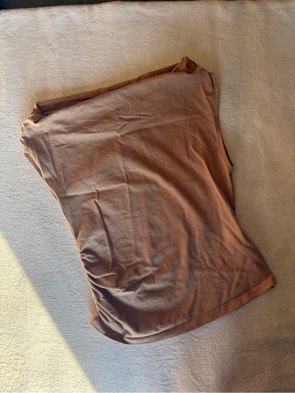 ZARA Brown Ruched Asymmetrical Sleeveless Top Size M